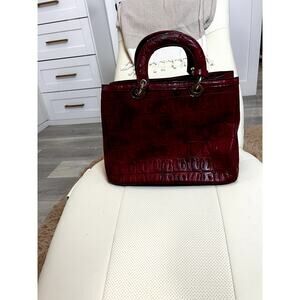 Red Croc Embossed Structured Purse Gold